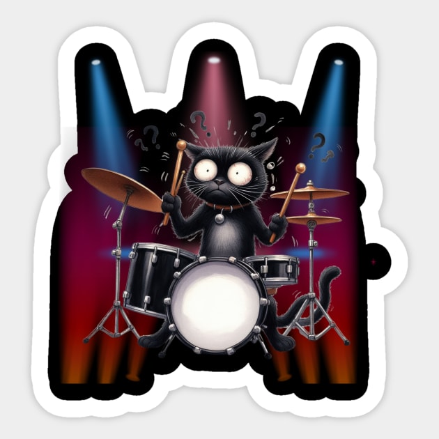 Funny Cat Percussion Drummer Drumming Drums Sticker by Positive Designer